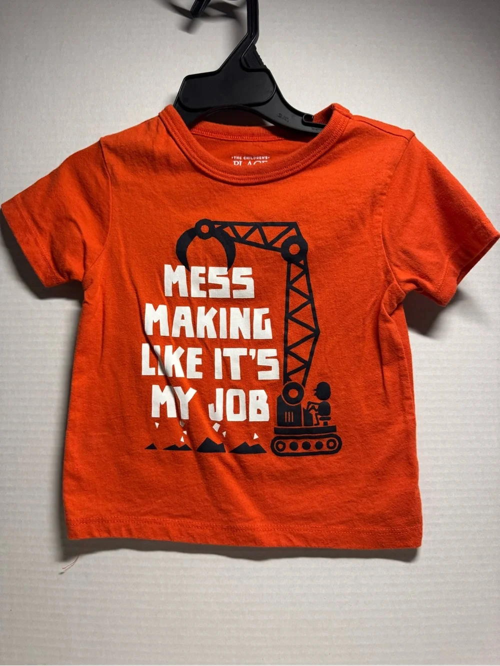 The Children's Place Orange Short Sleeve Tee with Construction Graphic